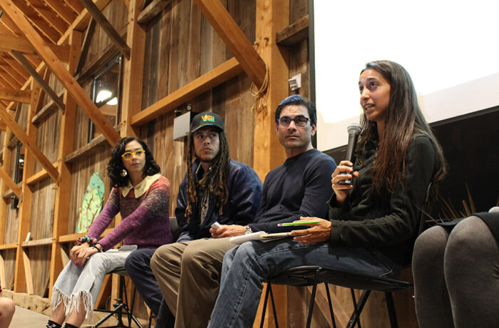 Diverse panel of students and alumni giving a talk at UC Santa Cruz