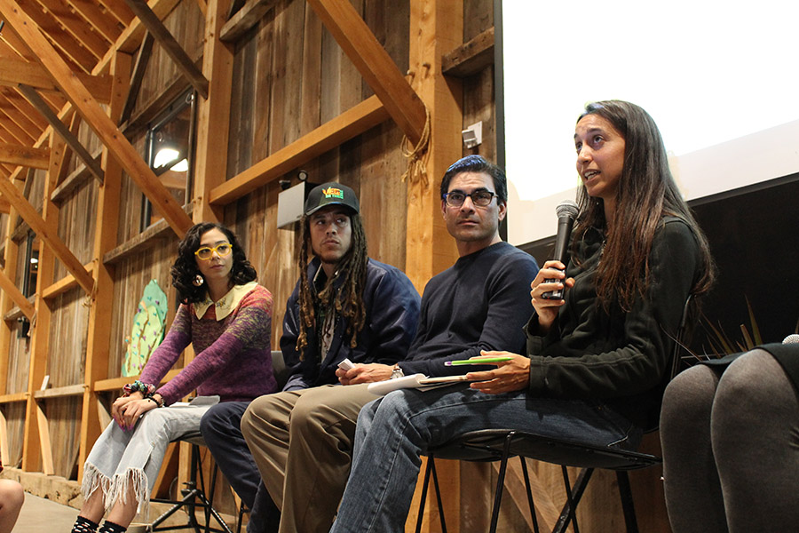 Diverse panel of students and alumni giving a talk at UC Santa Cruz