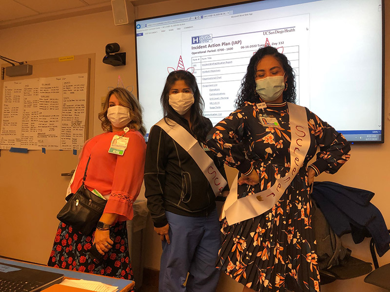 UCSD Health nurses wearing PPE in modeling poses