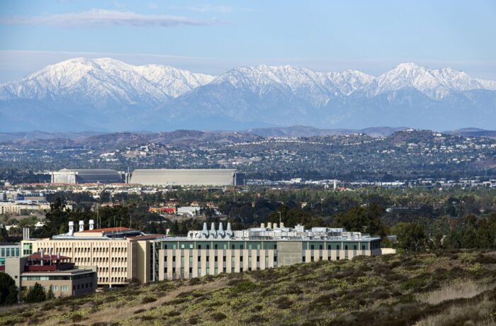 San Gabriel mountains as viewed from the UC Irvine campus
