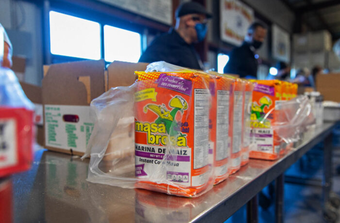 Food donation waiting to be boxed up