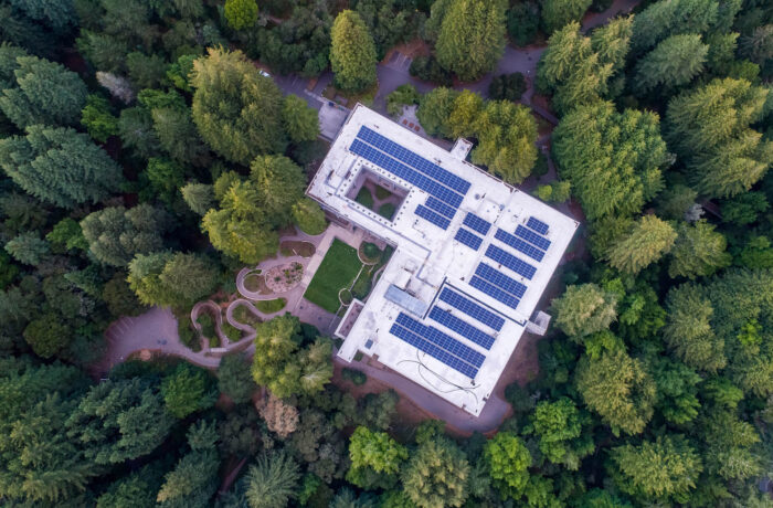Aerial view of a building at UC Santa Cruz
