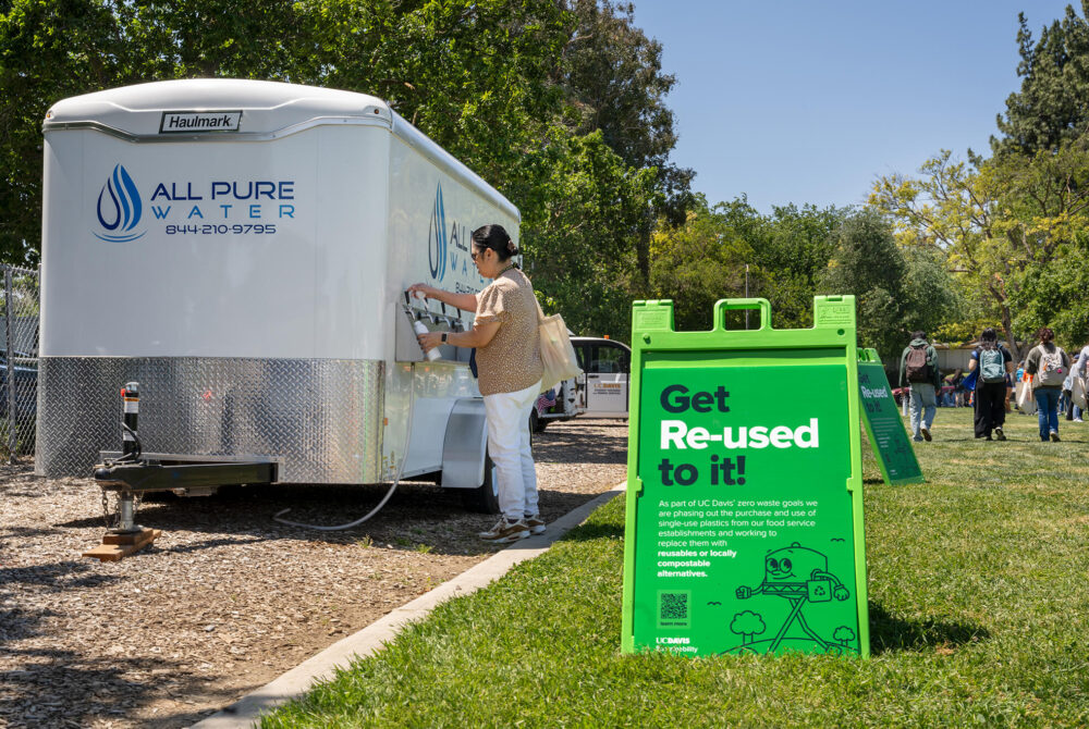 Water fill truck on campus