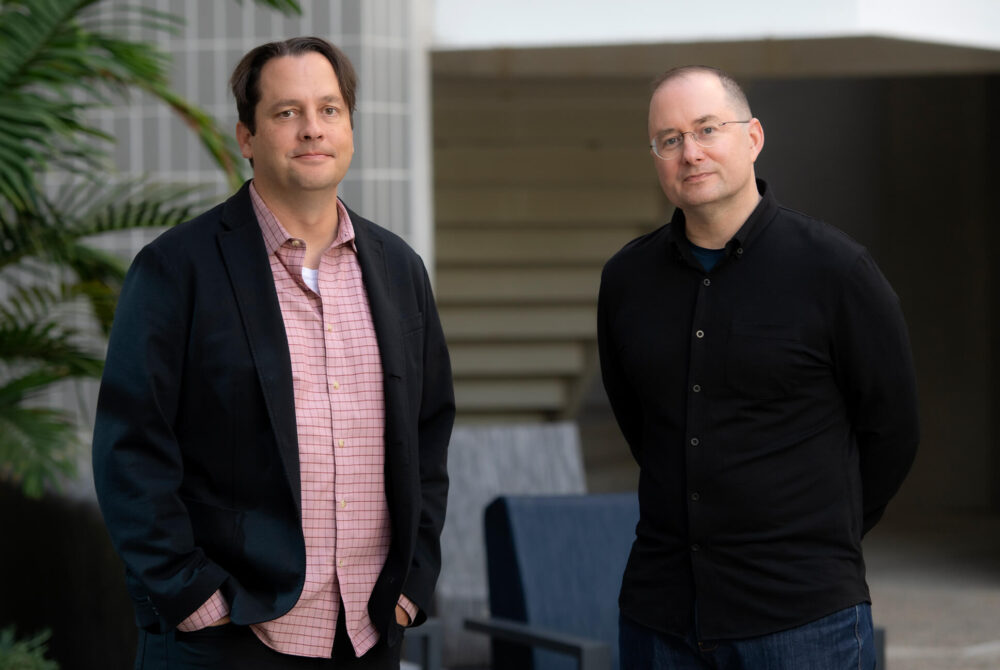 Gregg Macey (left), director of the Center for Land, Environment and Natural Resources at UCI Law, and Alejandro Camacho, a Chancellor’s Professor of law and faculty director of CLEANR