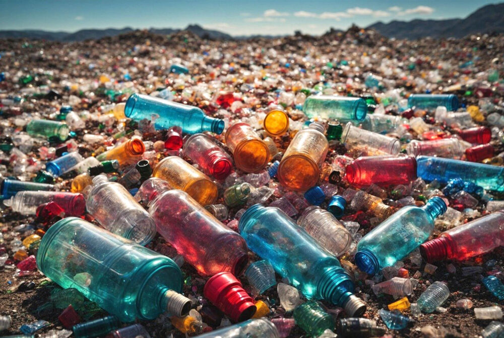 Piles of glass and plastic