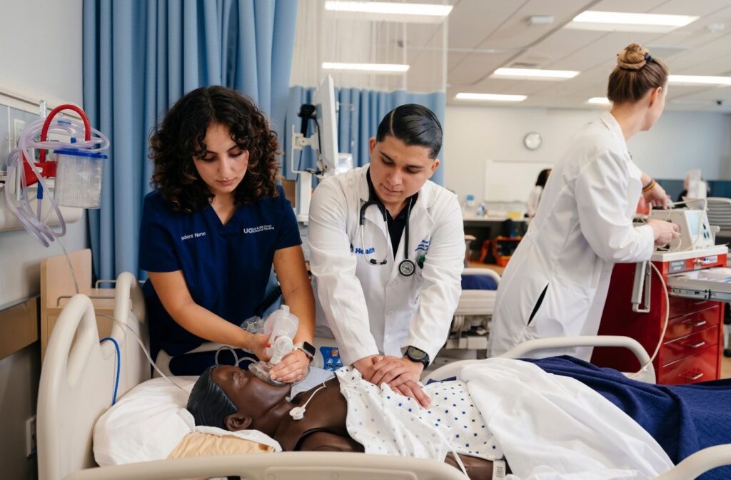 Medical professionals practicing CPR
